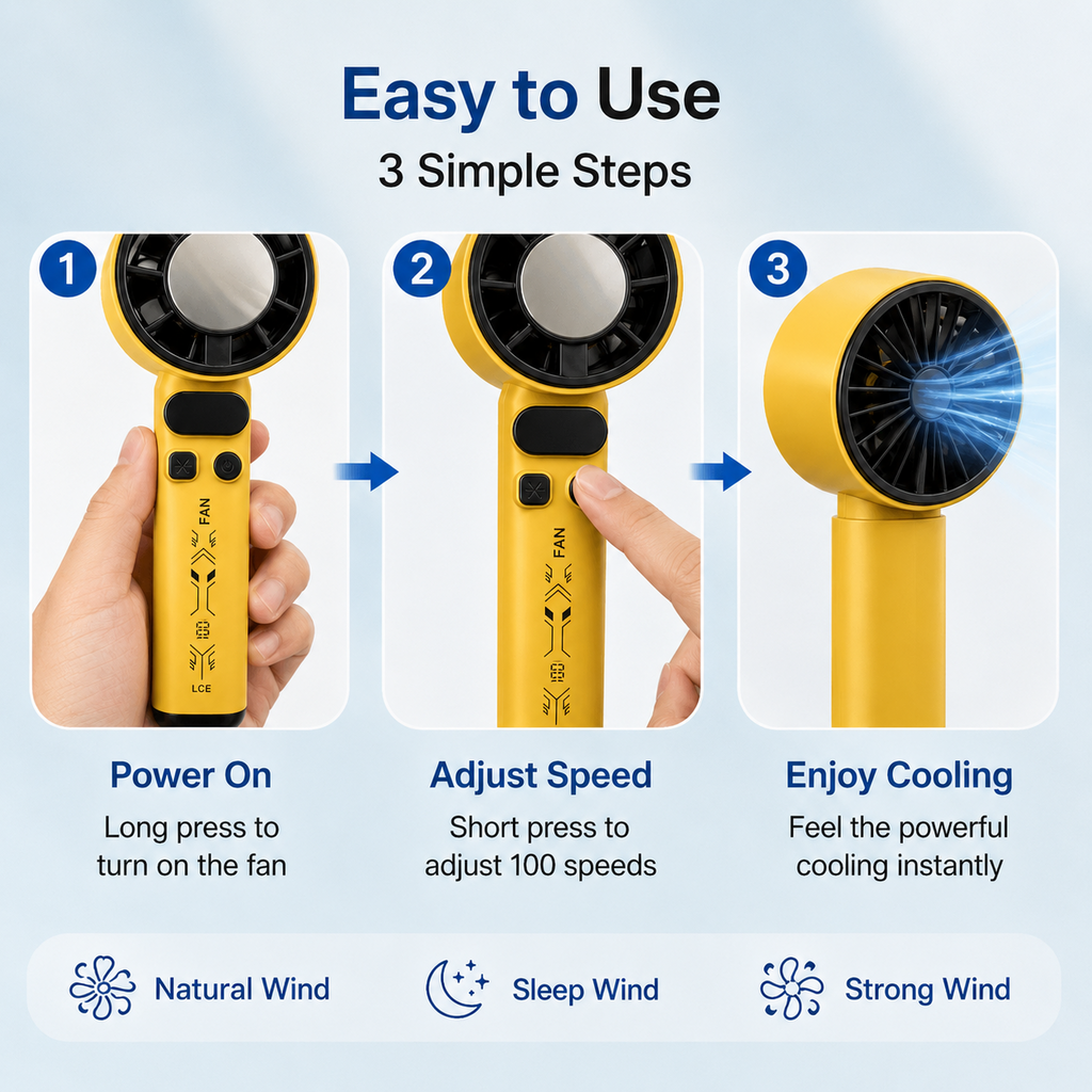 Portable Turbo Handheld Fan High Speed Adjustable Cooler