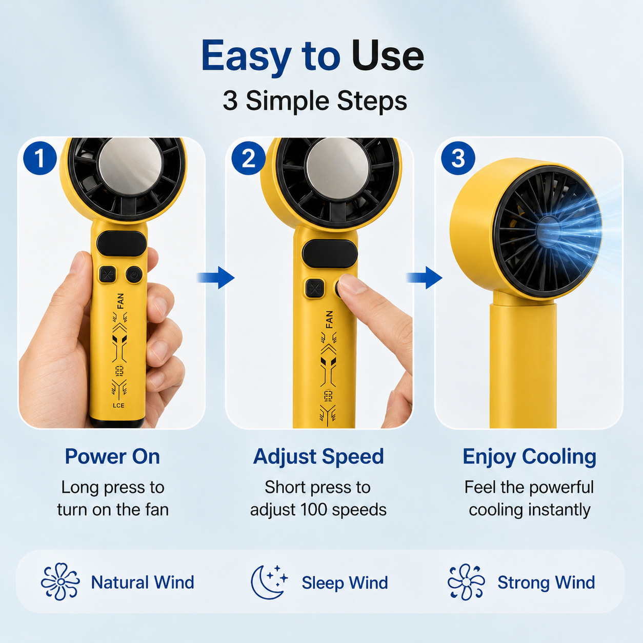 Portable Turbo Handheld Fan High Speed Adjustable Cooler