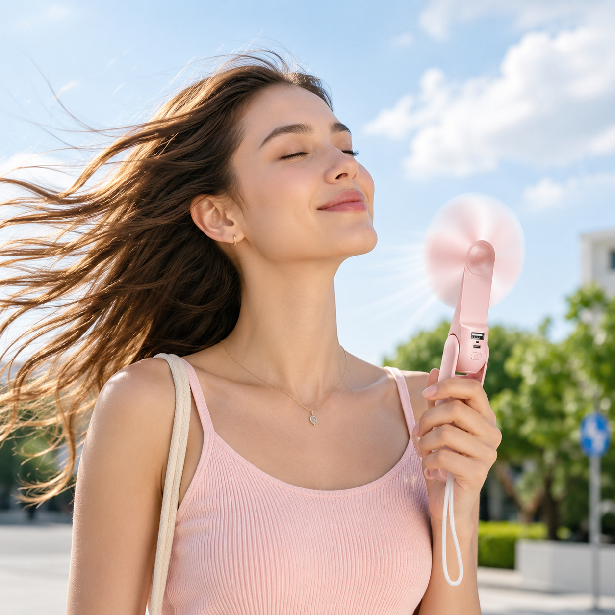 Jisulife Handheld Fan 2000mAh 3 in 1 Mini Portable USB Rechargeable Flashlight
