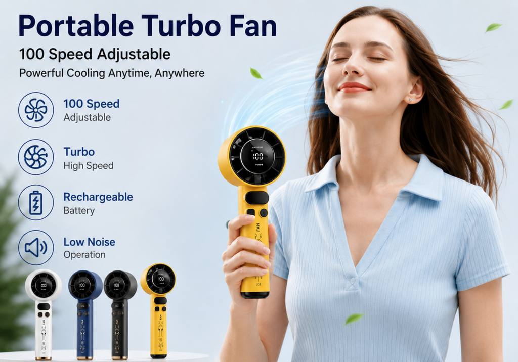 Portable Turbo Handheld Fan High Speed Adjustable Cooler