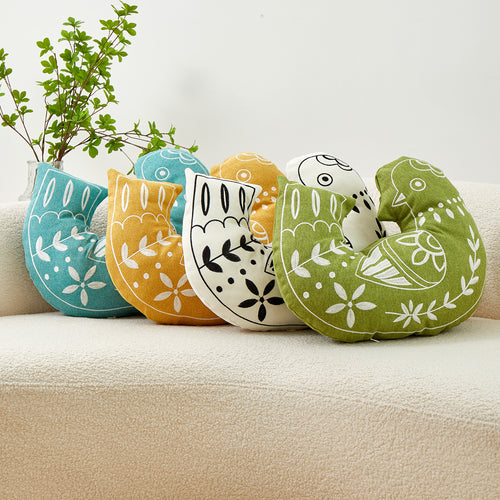 Bird Embroidered Pillowcase, Decorative Throw Cushion Cover - 1 Pcs