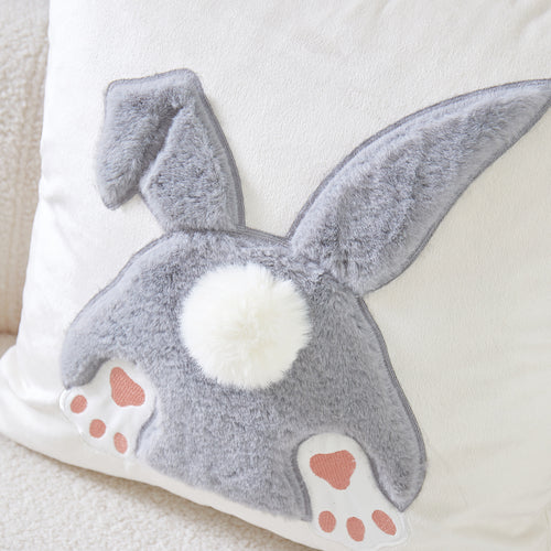 Easter Bunny 3D Plush Applique Throw Pillow Cover - 1 Pcs