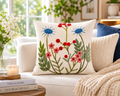 Wildflower Embroidered Cushion Cover