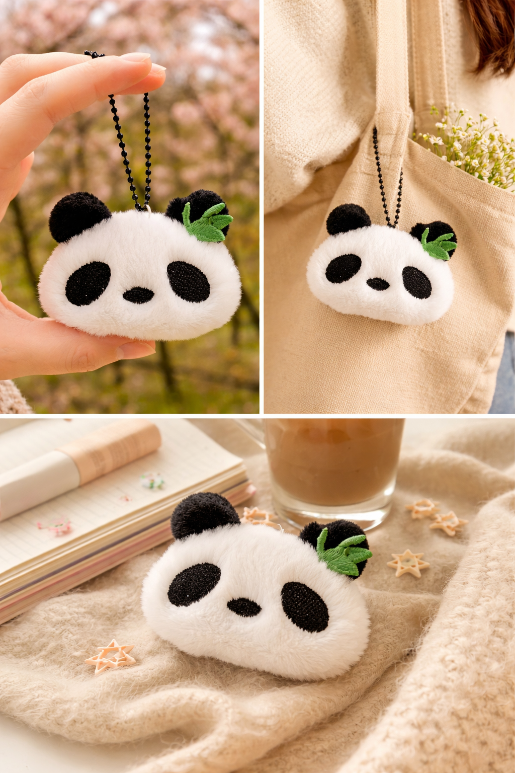 Cute Animal Mini Panda Bear Soft Plush Keyring