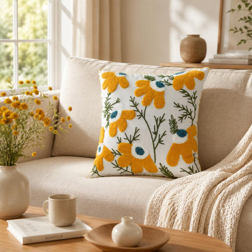 Boho Throw Cushion Cover Woven Embroidery Pillow Case 45X45CM Cotton Linen Modern Geometric Abstraction Farmhouse Style with Tassels Textured Striped