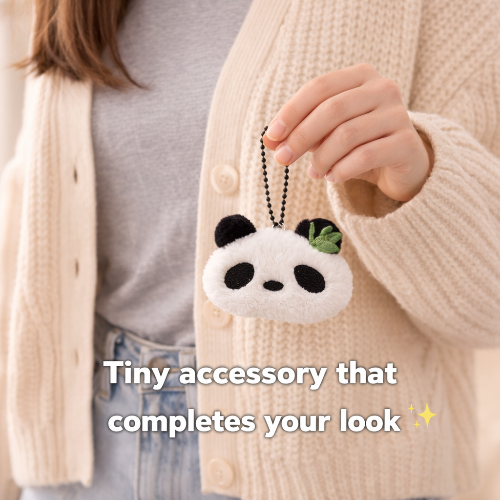 Cute Animal Mini Panda Bear Soft Plush Keyring