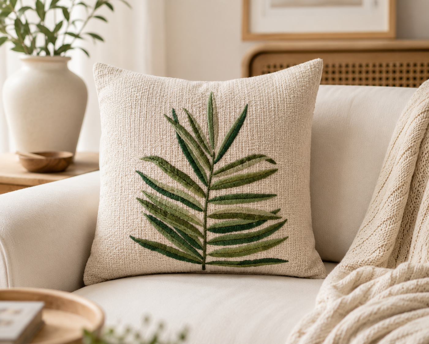 Green Botanical Cushion Cover
