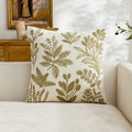 Beige Botanical Embroidered Cushion Cover