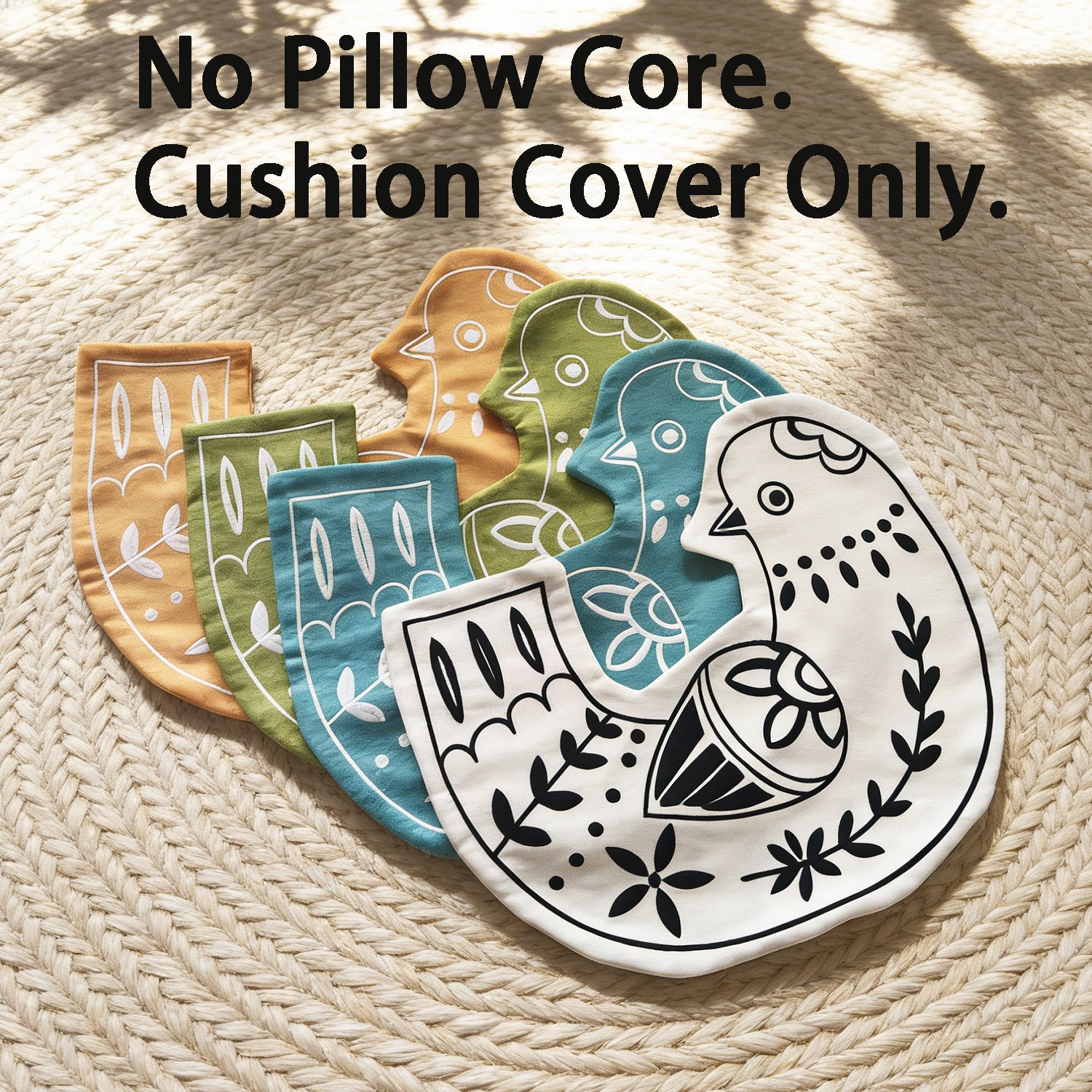 Bird Embroidered Pillowcase, Decorative Throw Cushion Cover - 1 Pcs