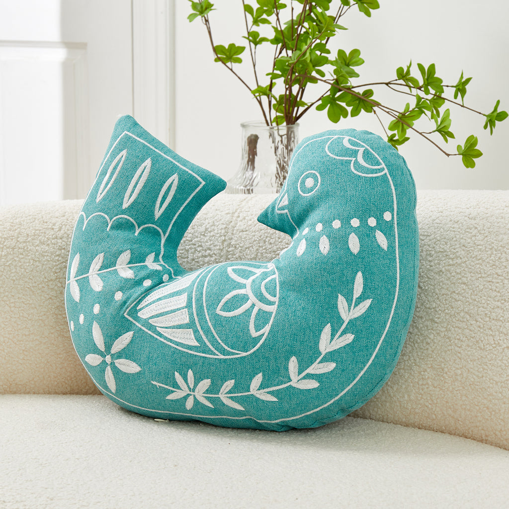 Bird Embroidered Pillowcase, Decorative Throw Cushion Cover - 1 Pcs